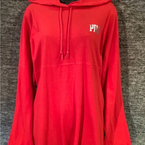 PINK Victoria's Secret Red Hoodie with Silver Lettering - Picture 5 of 7